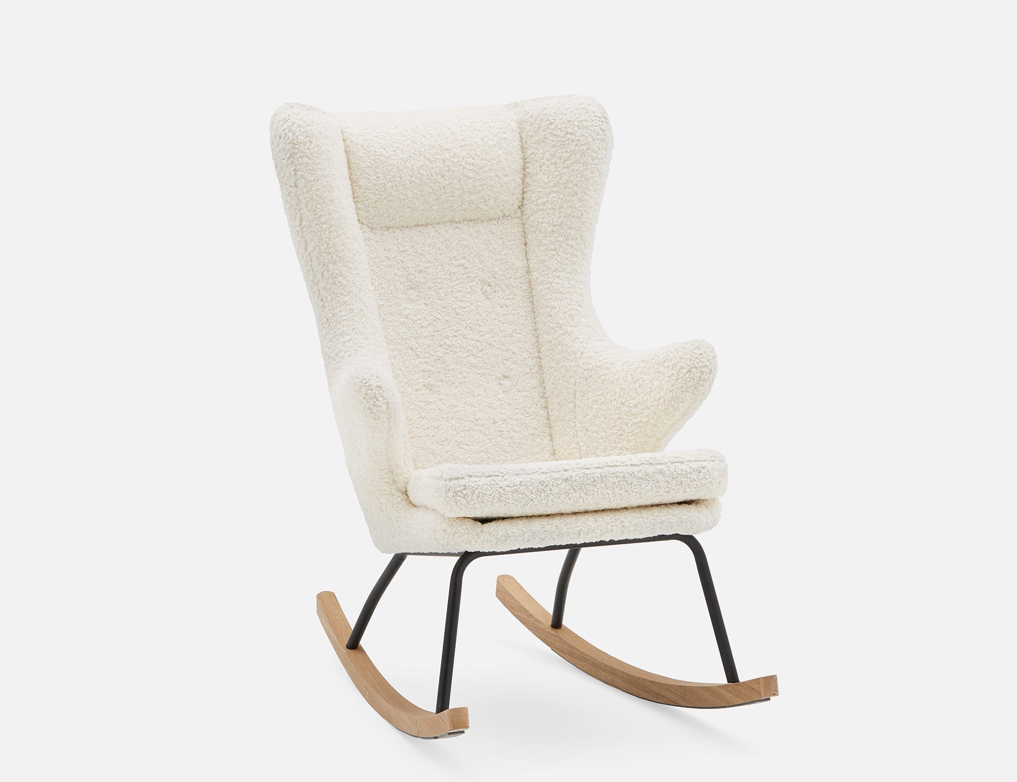 GUYAN - fauteuil berçant en fausse laine de mouton - Blanc