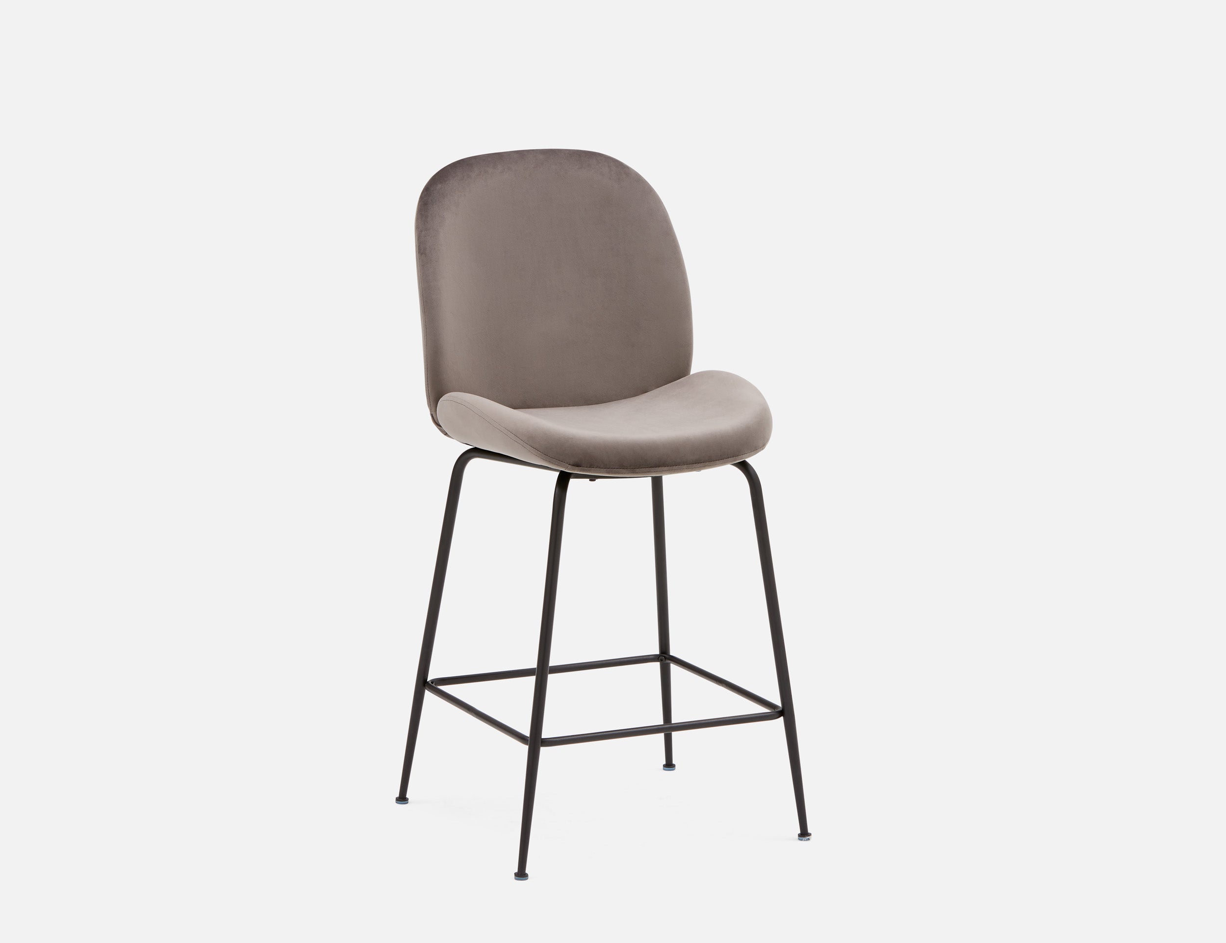 JUDITH - tabouret de comptoir en velours avec dossier 68 cm - Gris