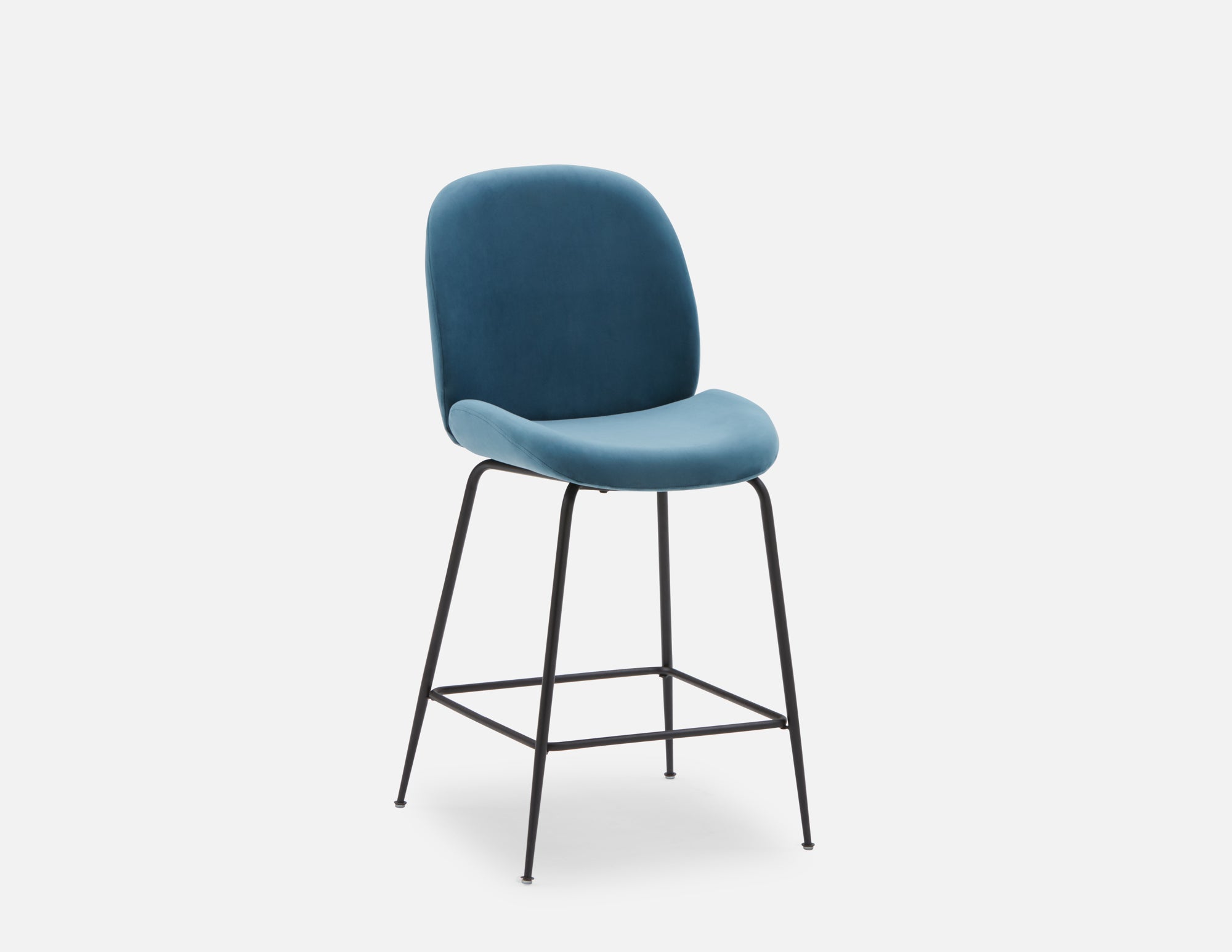 JUDITH - tabouret de comptoir en velours avec dossier 68 cm - Bleu