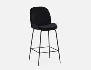 JUDITH - tabouret de bar en velours avec dossier 78 cm - Noir