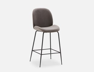 JUDITH - tabouret de bar en velours avec dossier 78 cm - Gris
