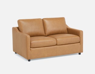 LIMA - causeuse moderne 100% cuir - Caramel