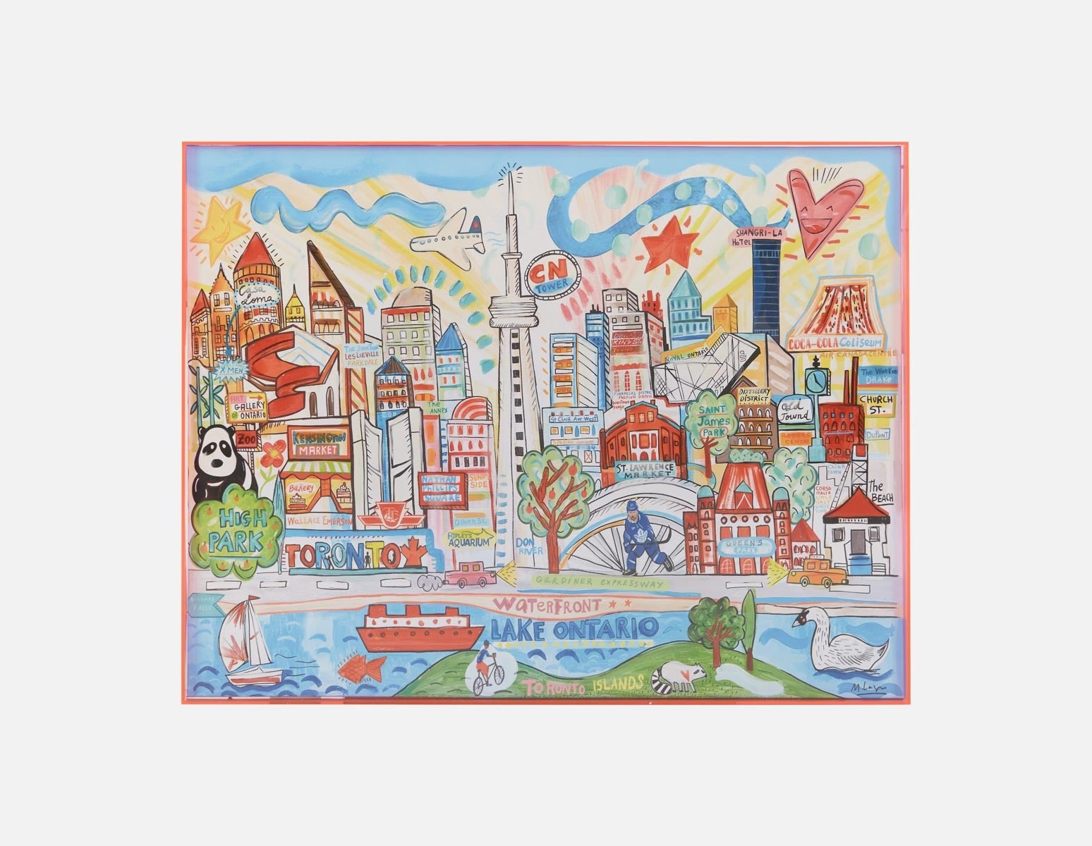 CITY YYZ - œuvre en boîte acryliquee 85 x 110 cm - Multi
