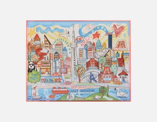 CITY YYZ - œuvre en boîte acryliquee 85 x 110 cm - Multi