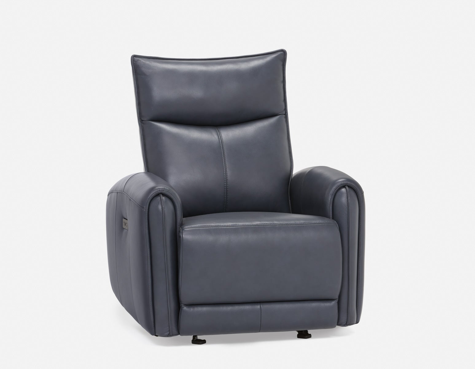 CALVERO - fauteuil inclinable électrique et berçante 100% cuir avec port usb contemporain - Bleu