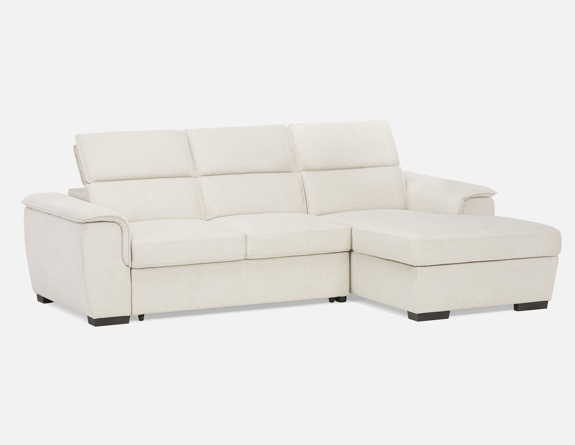 ODETTE - canapé-lit contemporain, d'angle côté droite avec rangement - Beige