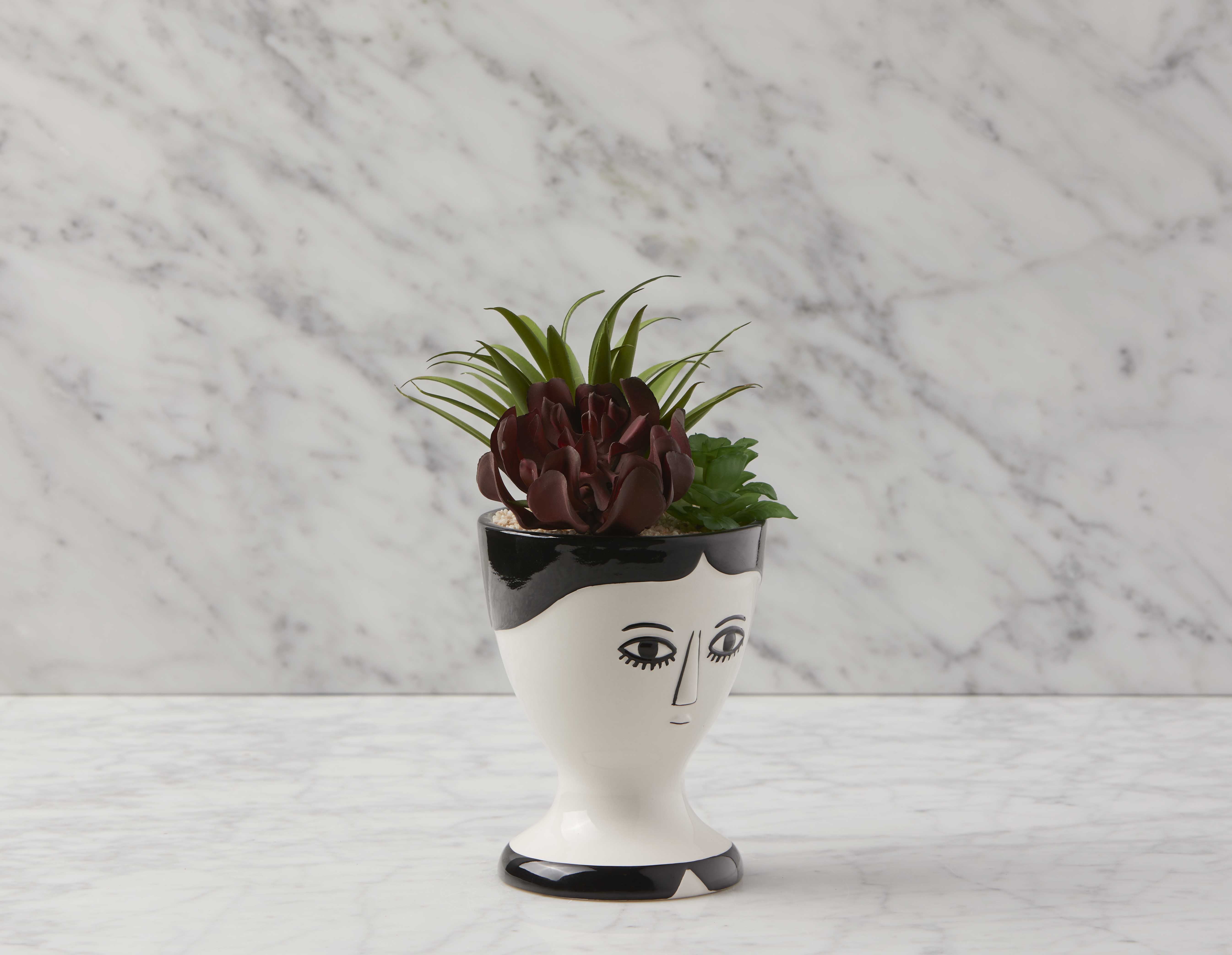 ARKETA - plante artificielle en pot 25 cm - Noir/blanc