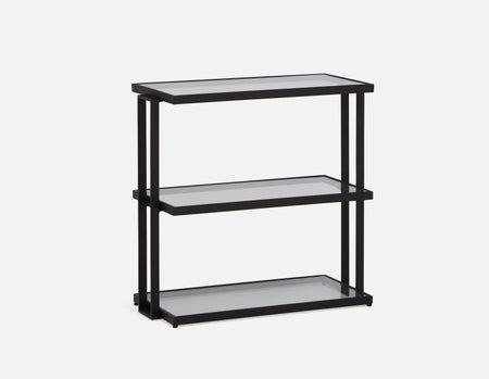 AGLAYA - Étagères en verre trempé à 3 niveaux 84cm - Noir