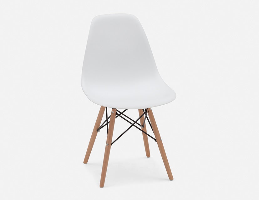 EIFFEL - chaise avec base en bois d'hêtre massif moderne du milieu du siècle - Blanc