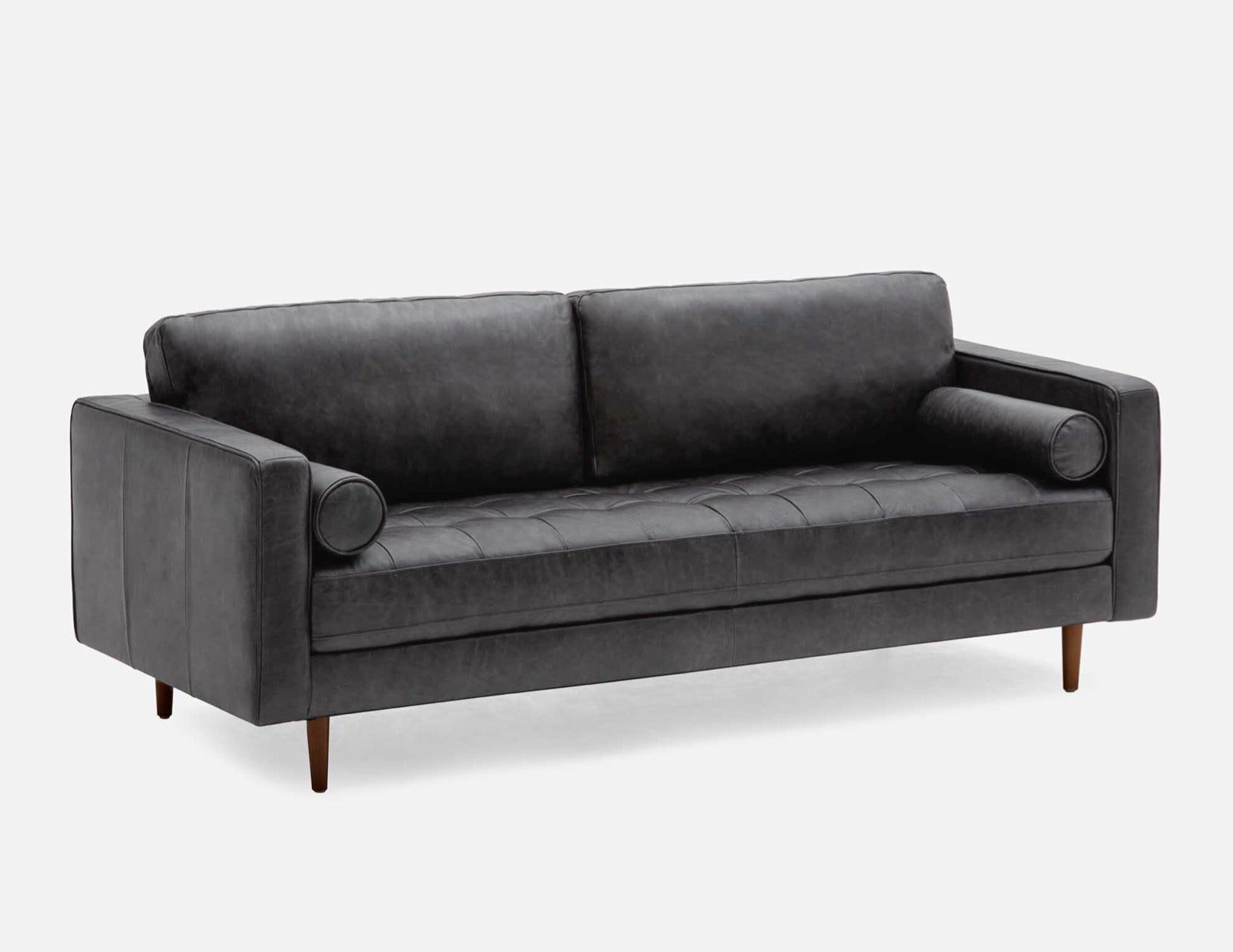 KINSEY - canapé 3 places 100 % cuir moderne du milieu du siècle - Noir