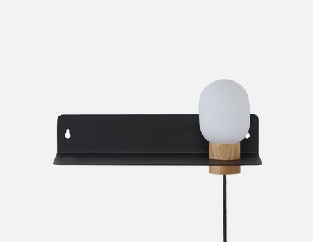 VARDO - étagère flottante de chevet avec lampe - Noir