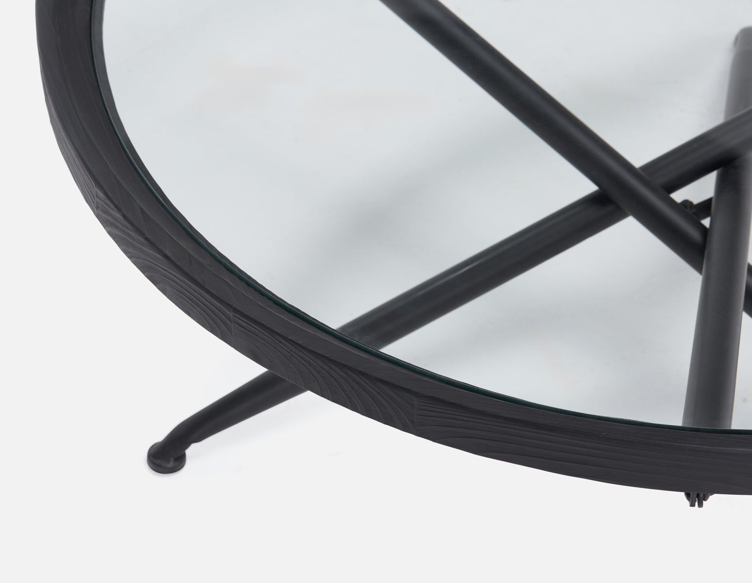 KAY table basse avec plateau en bois de sapin et verre trempé 100 cm diam. undefined