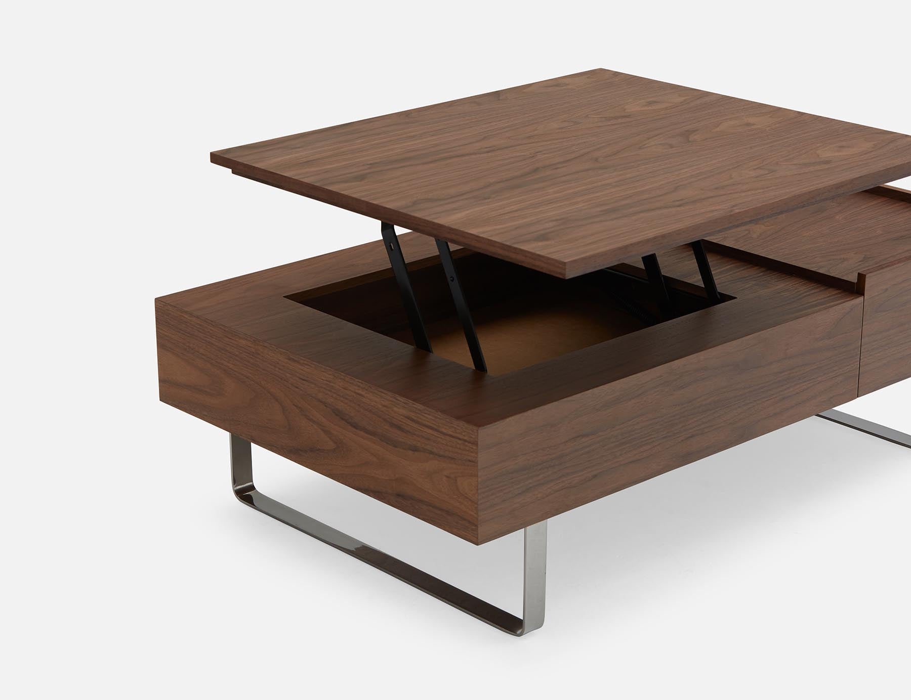 EVO table basse en placage de noyer avec rangement et plateau relevable 120 cm undefined