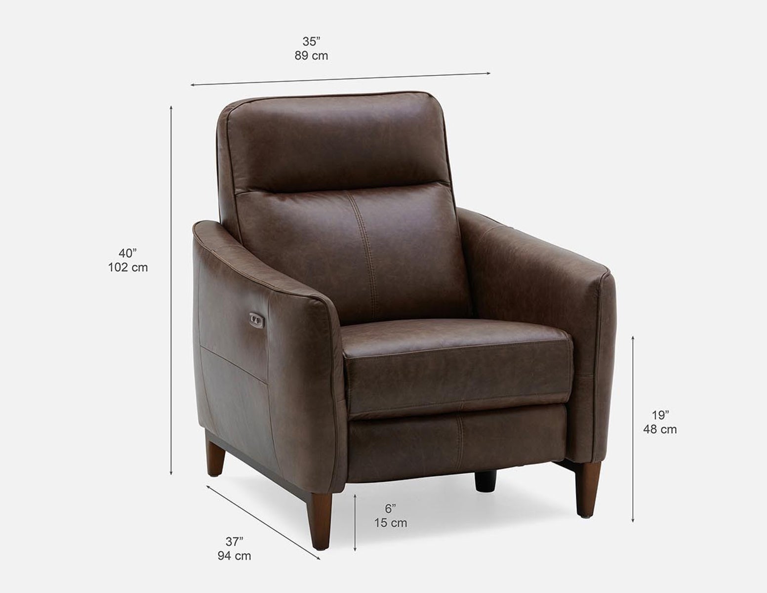 PALMER fauteuil contemporain moderne inclinable 100% cuir avec commande électrique undefined