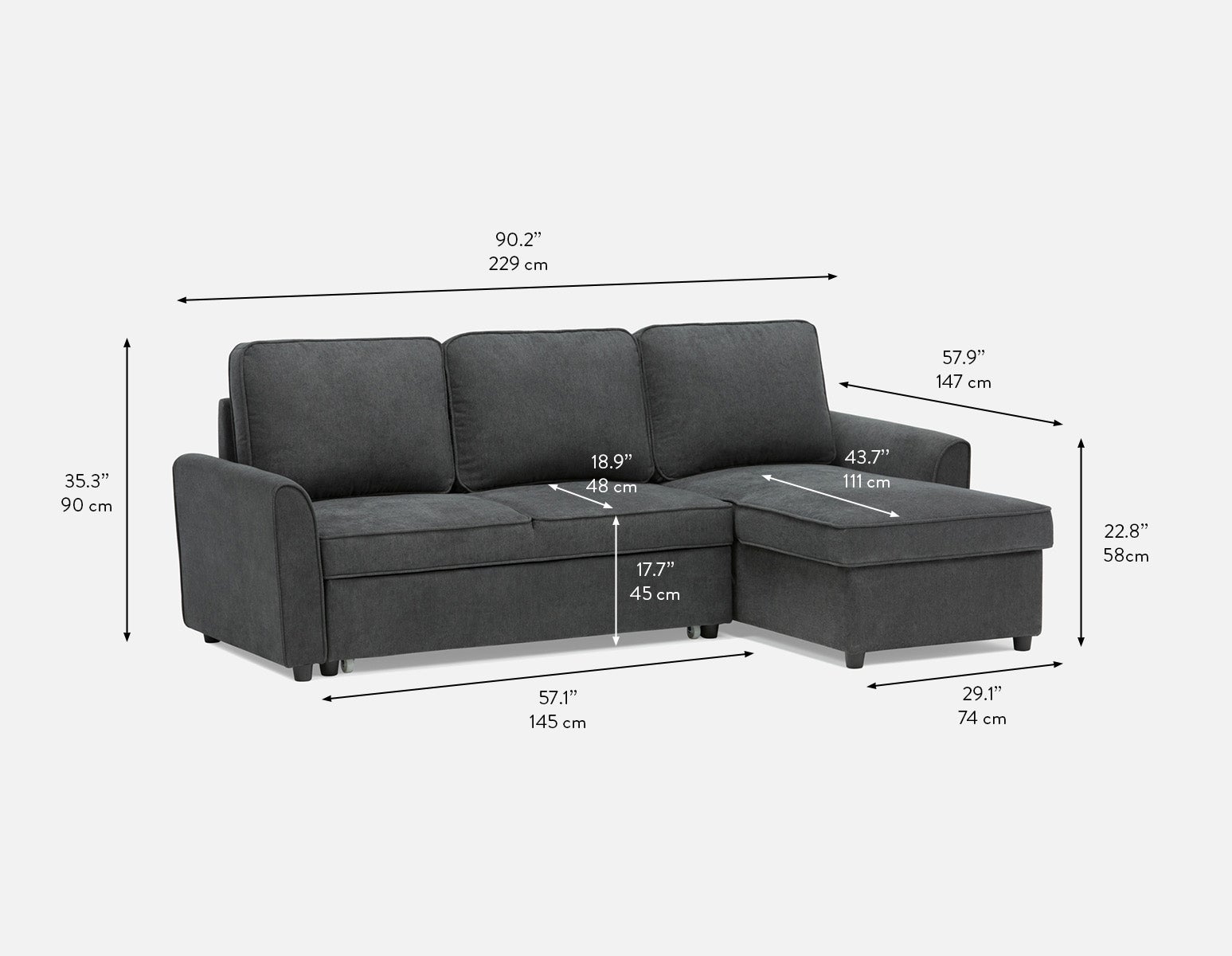 ALEX moderne canapé-lit d'angle interchangeable avec rangement undefined