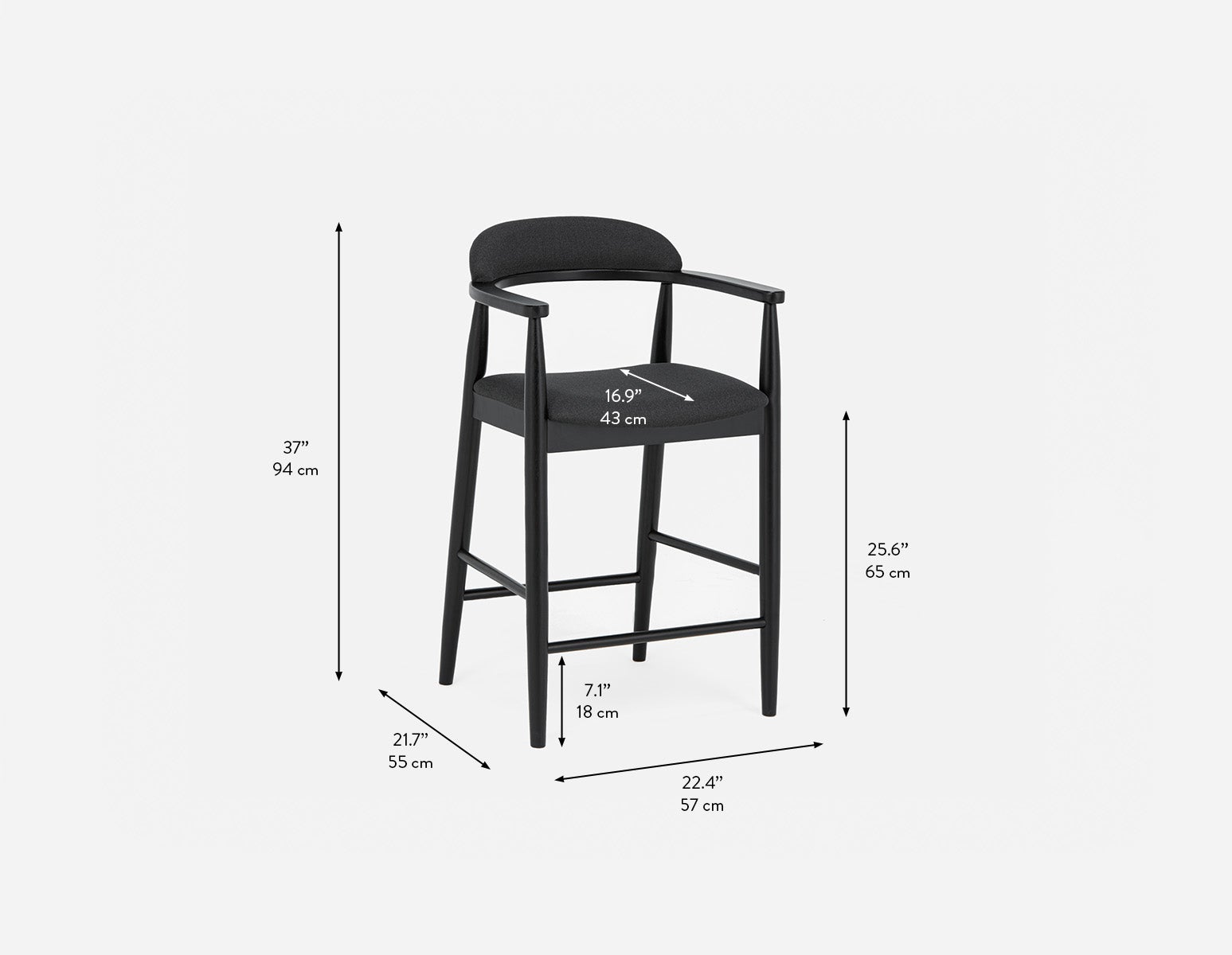JOSY tabouret de comptoir du milieu du siècle 66 cm undefined
