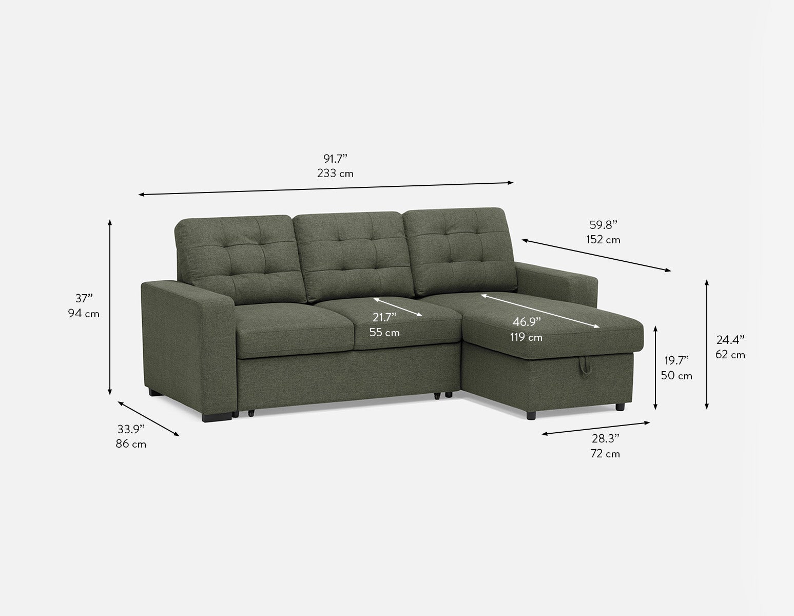 MARNIE canapé-lit d'angle interchangeable contemporain avec rangement undefined