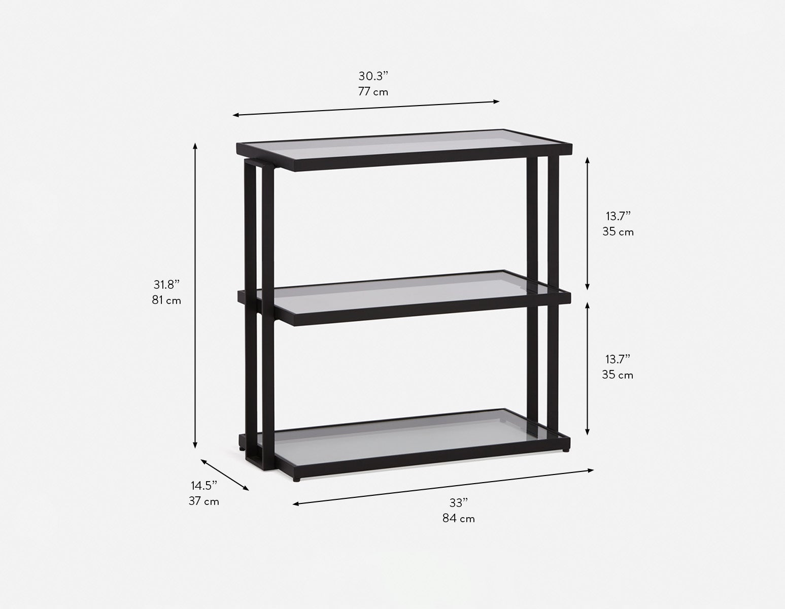 AGLAYA Étagères en verre trempé à 3 niveaux 84cm undefined