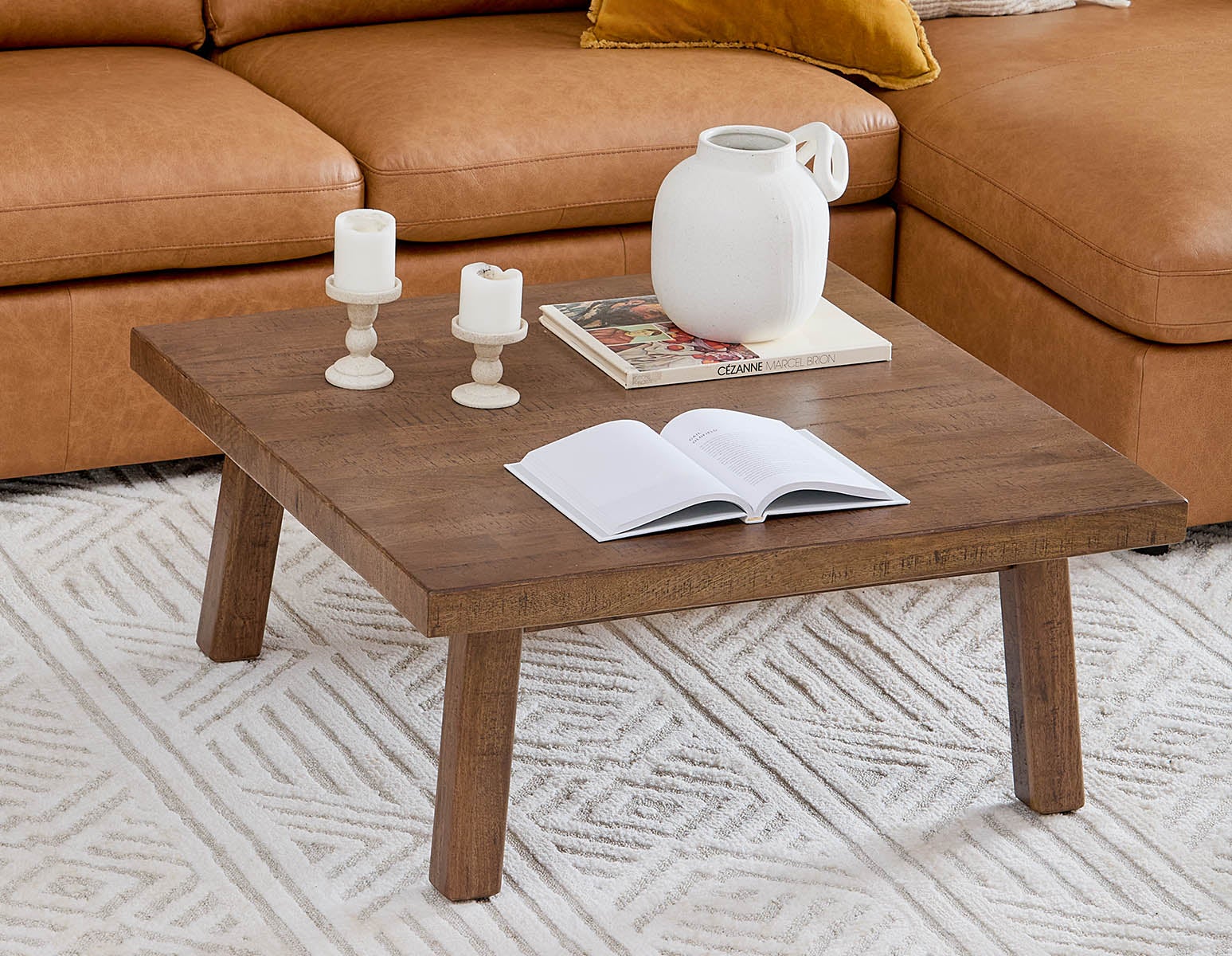 THESSALIA table basse en bois de manguier massif vieilli 90 cm undefined