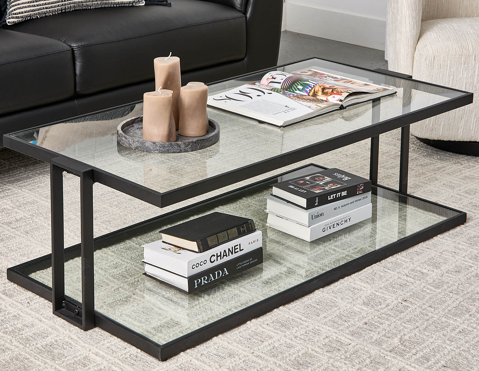 AGLAYA table basse en fer avec verre trempé undefined