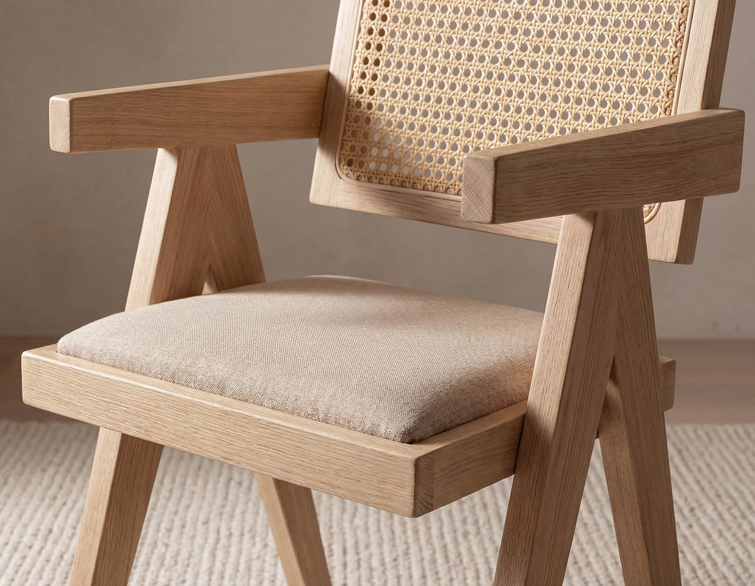 JOSS chaise de salle à manger en rotin naturel avec accoudoirs undefined