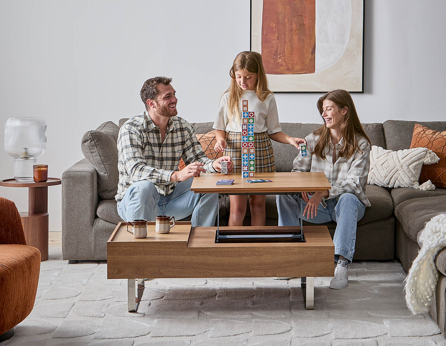 EVO table basse en placage de noyer avec rangement et plateau relevable 120 cm undefined
