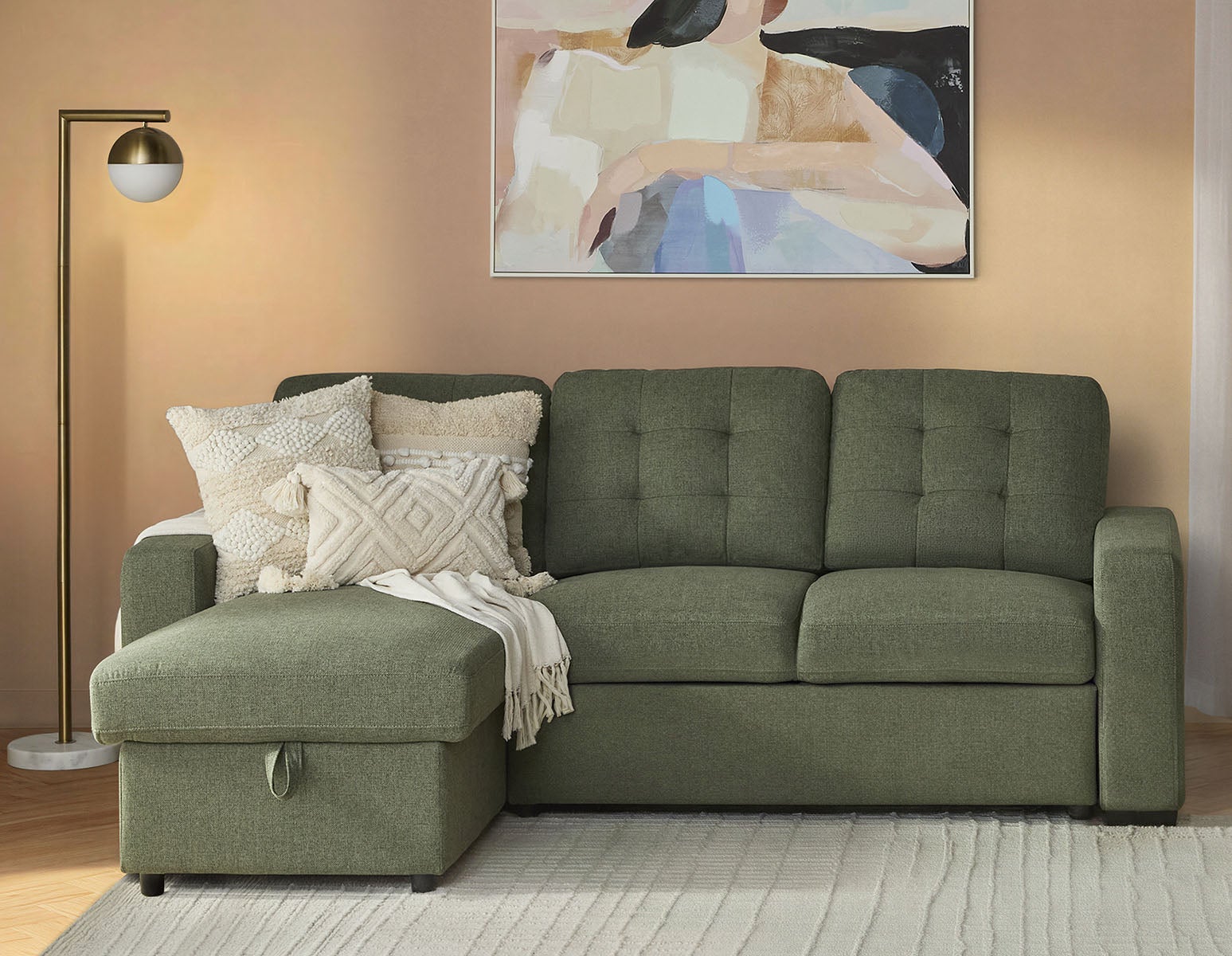 MARNIE canapé-lit d'angle interchangeable contemporain avec rangement undefined