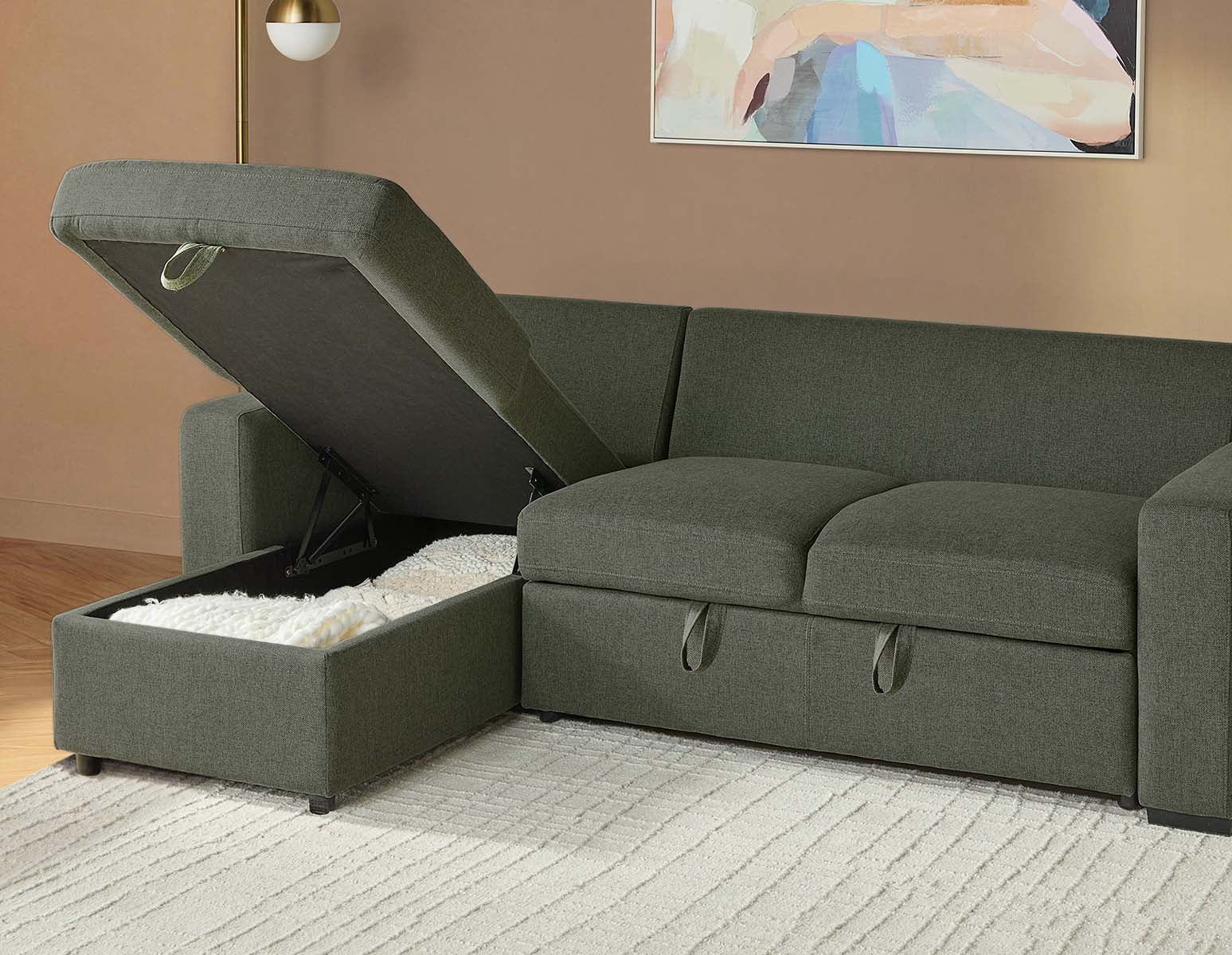 MARNIE canapé-lit d'angle interchangeable contemporain avec rangement undefined