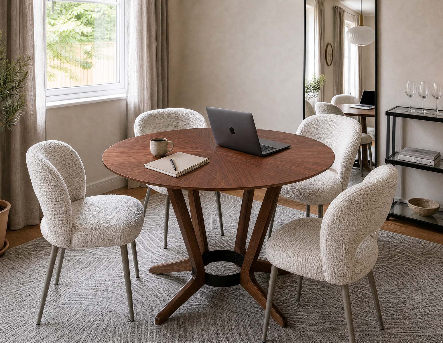 MORELLA table à manger 137 cm ronde moderne du milieu du siècle undefined