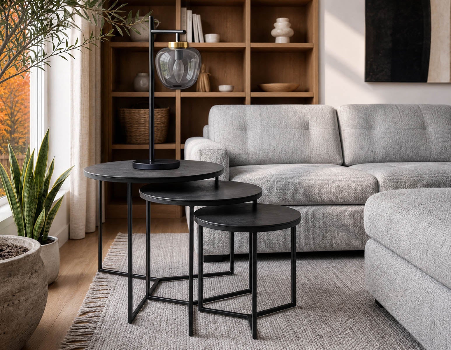 ALMATY ensemble de 3 tables gigognes em aluminium et en fer undefined