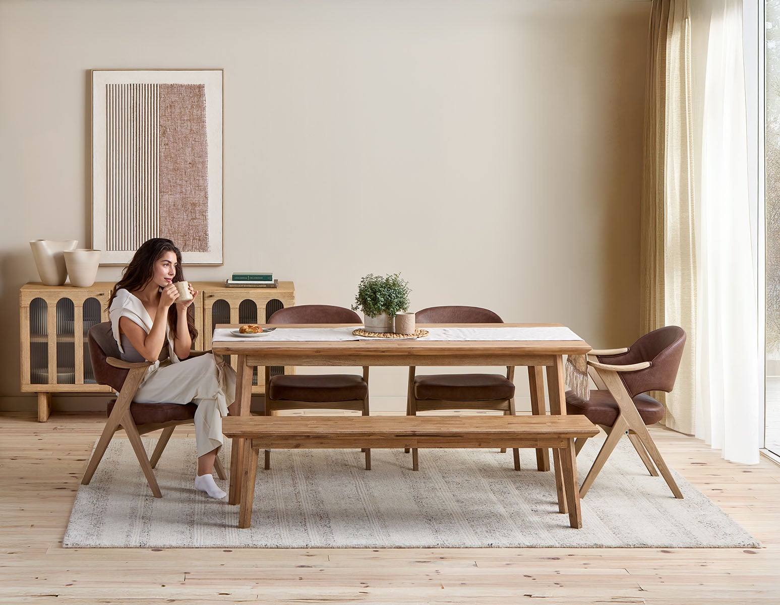 KABBANN table de salle à manger en bois d'acacia 180 cm undefined