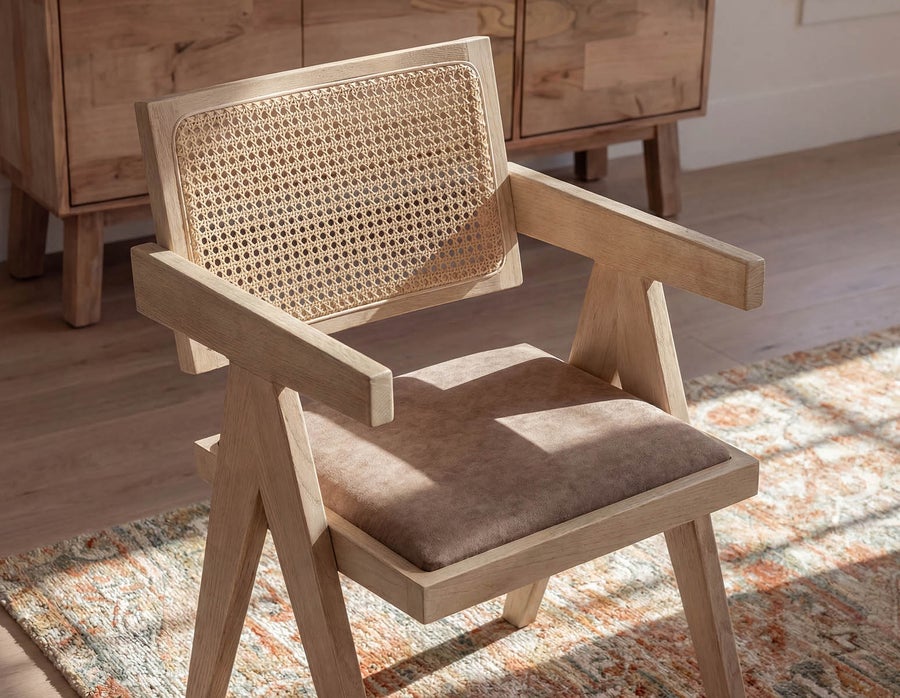 JOSS chaise de salle à manger en rotin naturel avec accoudoirs undefined