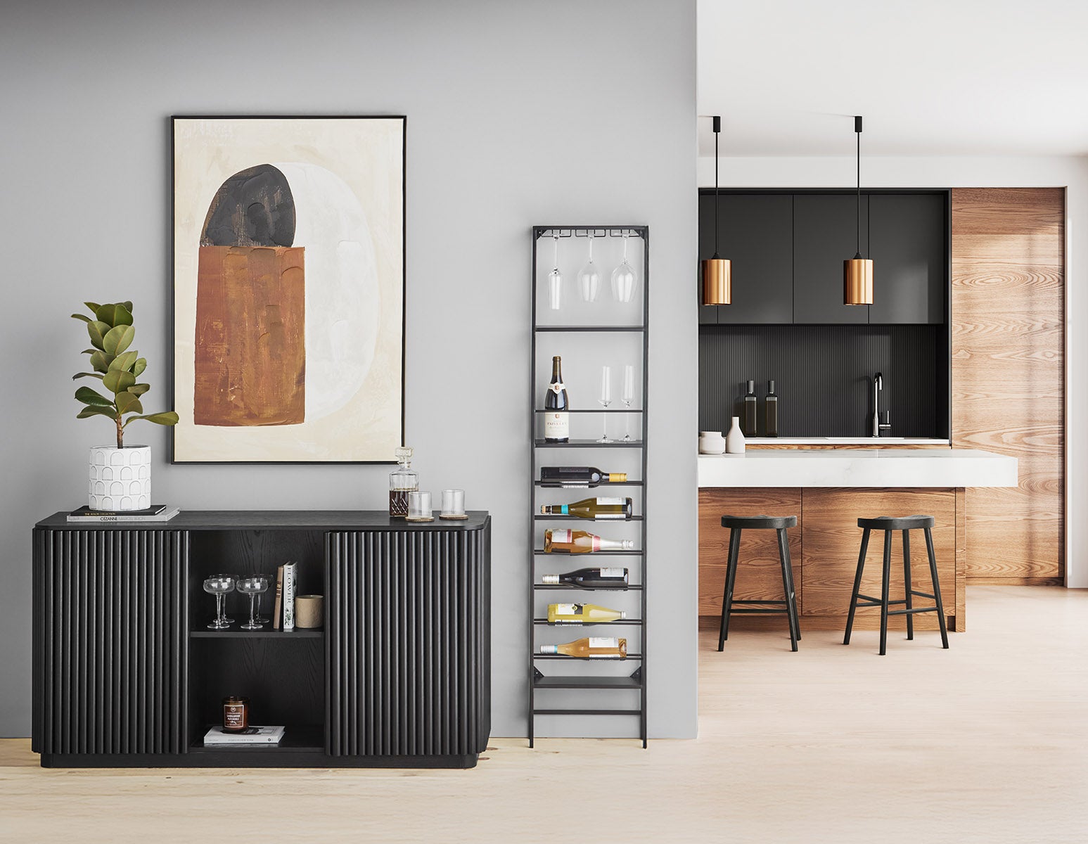 JAZZ étagère à vin contemporaine en métal 40x180cm undefined