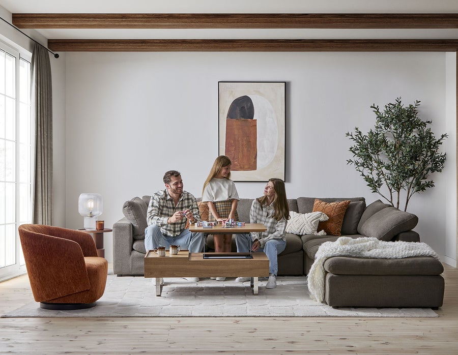 EVO table basse en placage de noyer avec rangement et plateau relevable 120 cm undefined