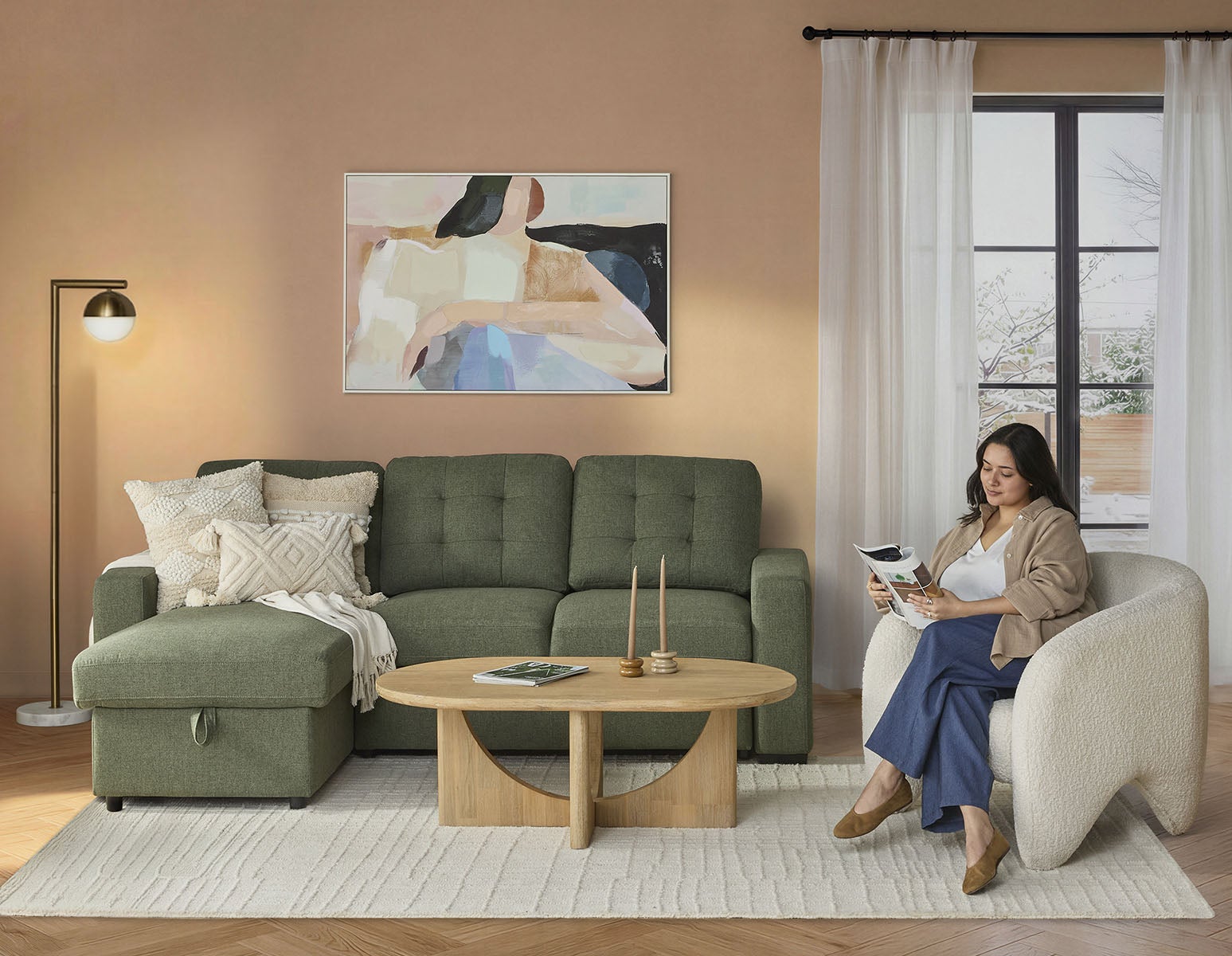 MARNIE canapé-lit d'angle interchangeable contemporain avec rangement undefined