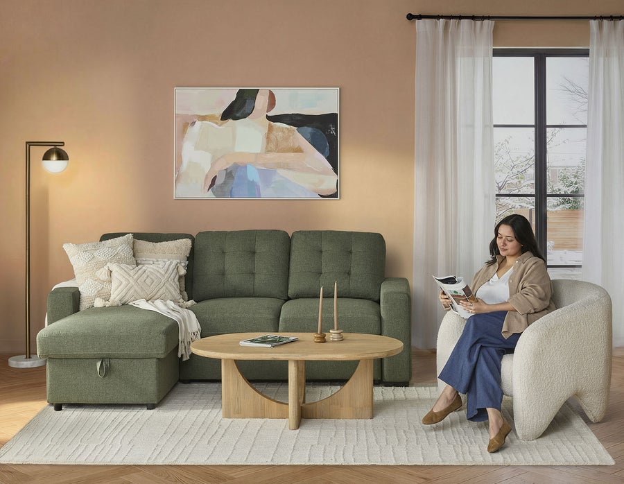 MARNIE canapé-lit d'angle interchangeable contemporain avec rangement undefined