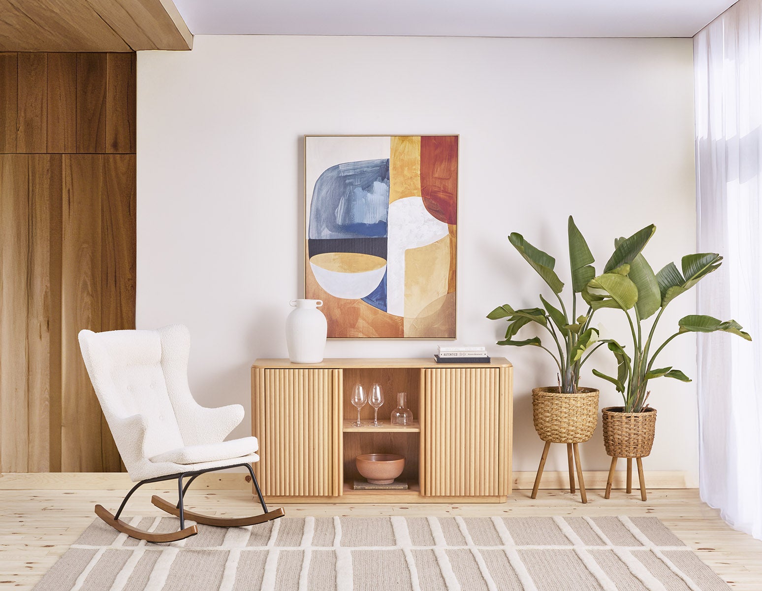 GUYAN fauteuil berçant en fausse laine de mouton undefined