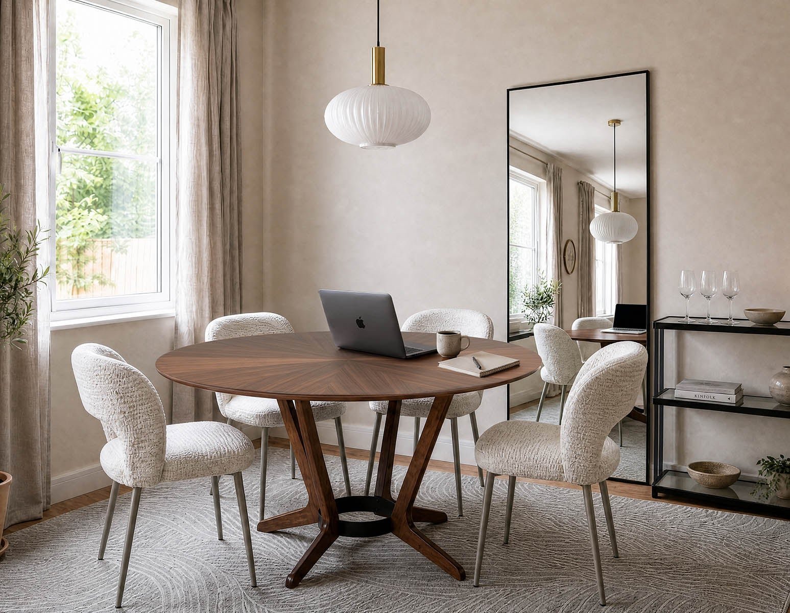 MORELLA table à manger 137 cm ronde moderne du milieu du siècle undefined