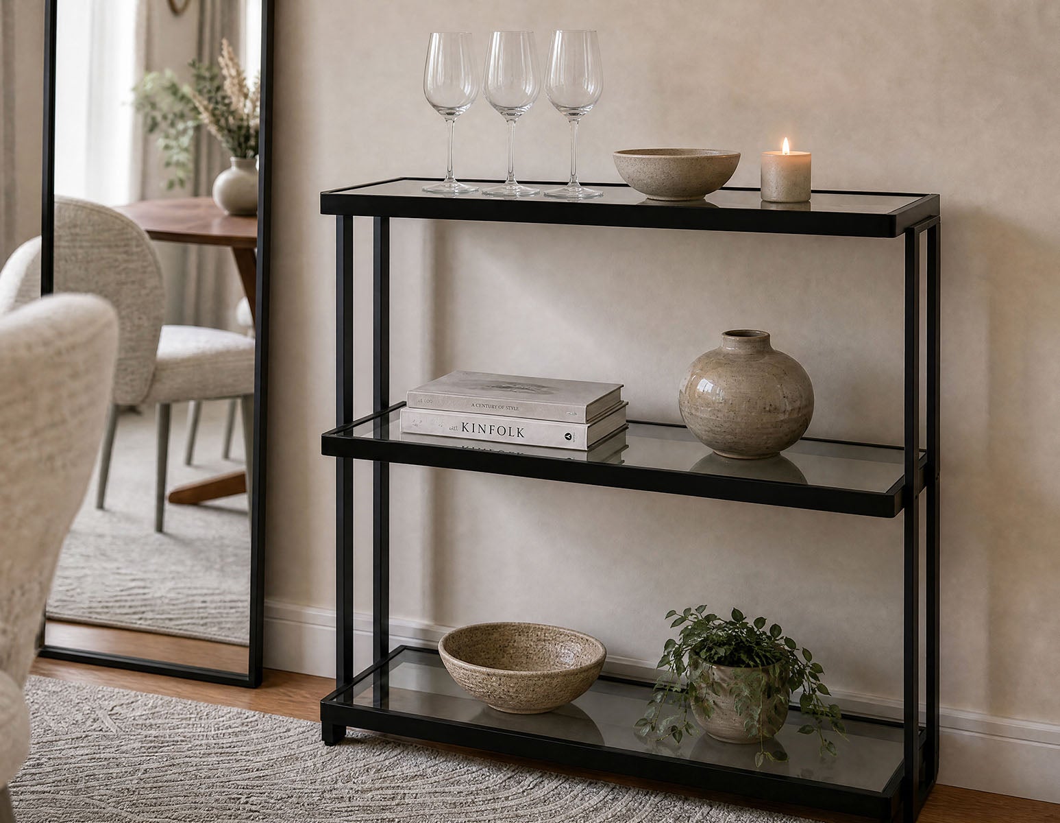 AGLAYA Étagères en verre trempé à 3 niveaux 84cm undefined