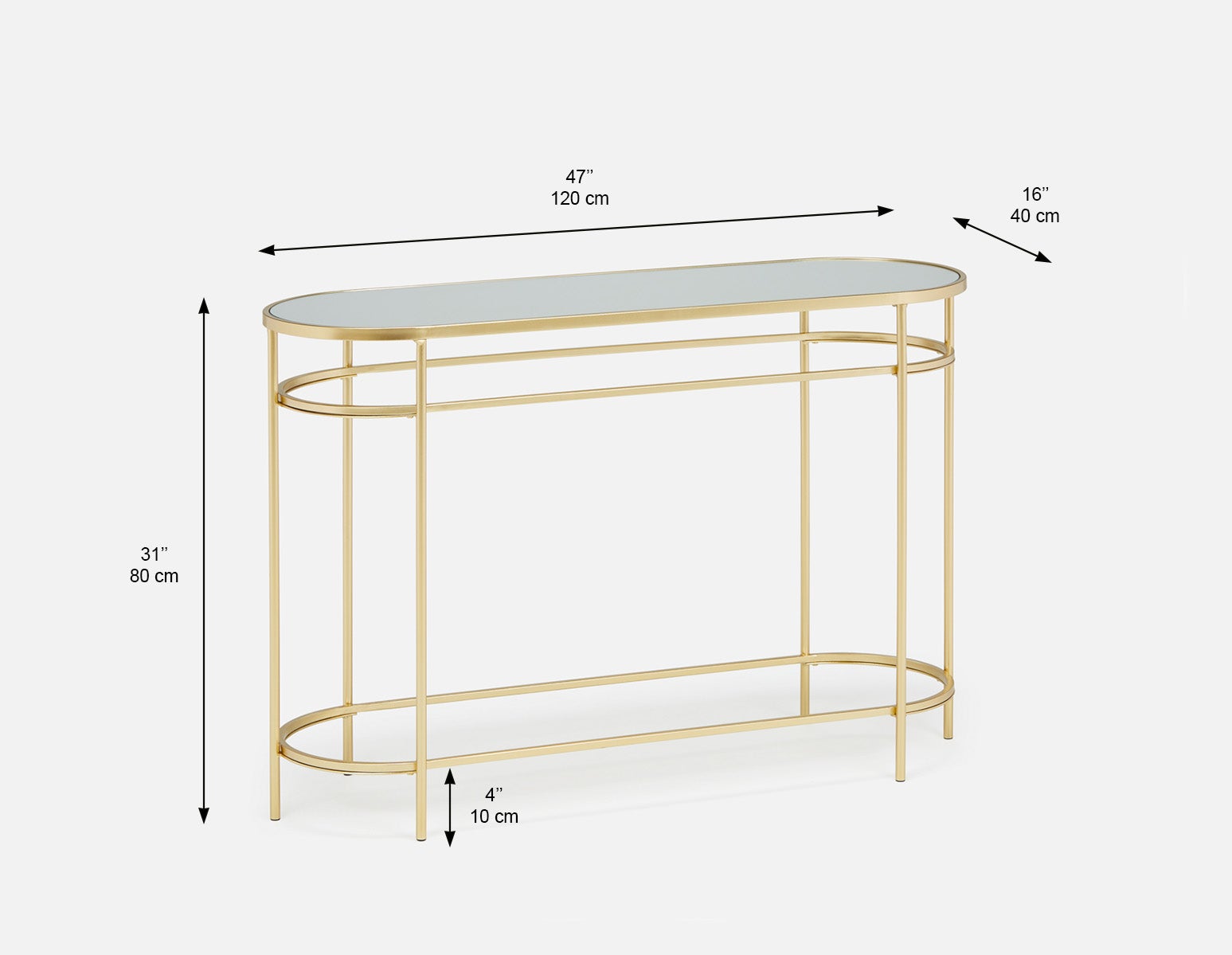 PETE console avec plateau en miroir 120 cm undefined