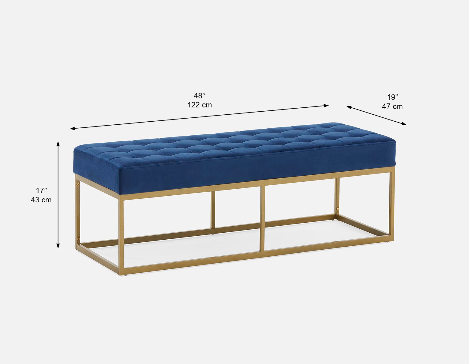TADEO banc en velours capitonné 122 cm undefined