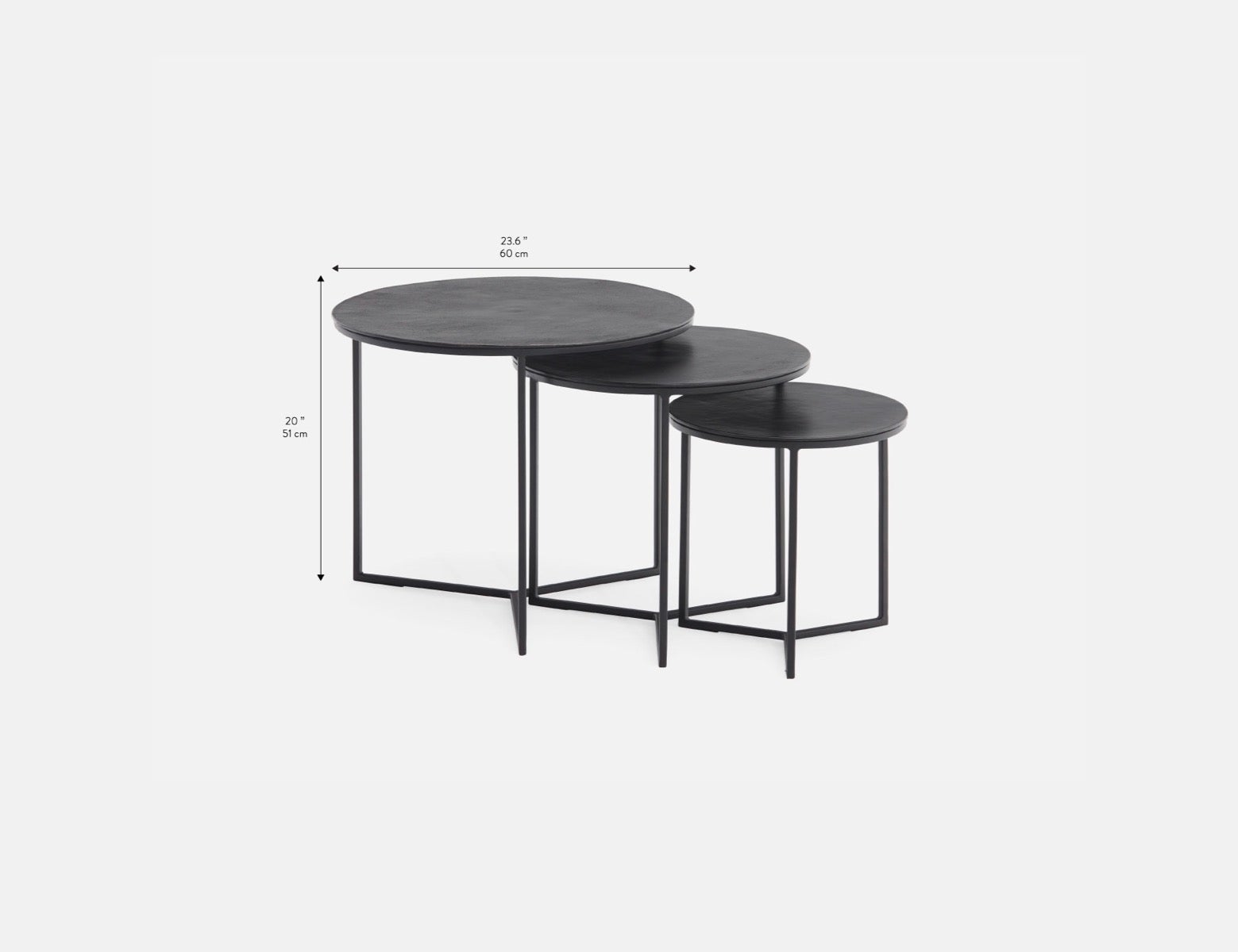 ALMATY ensemble de 3 tables gigognes em aluminium et en fer undefined