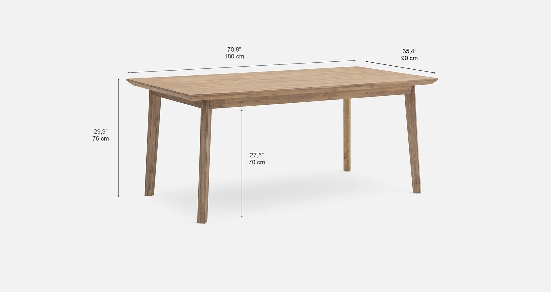 KABBANN table de salle à manger en bois d'acacia 180 cm undefined