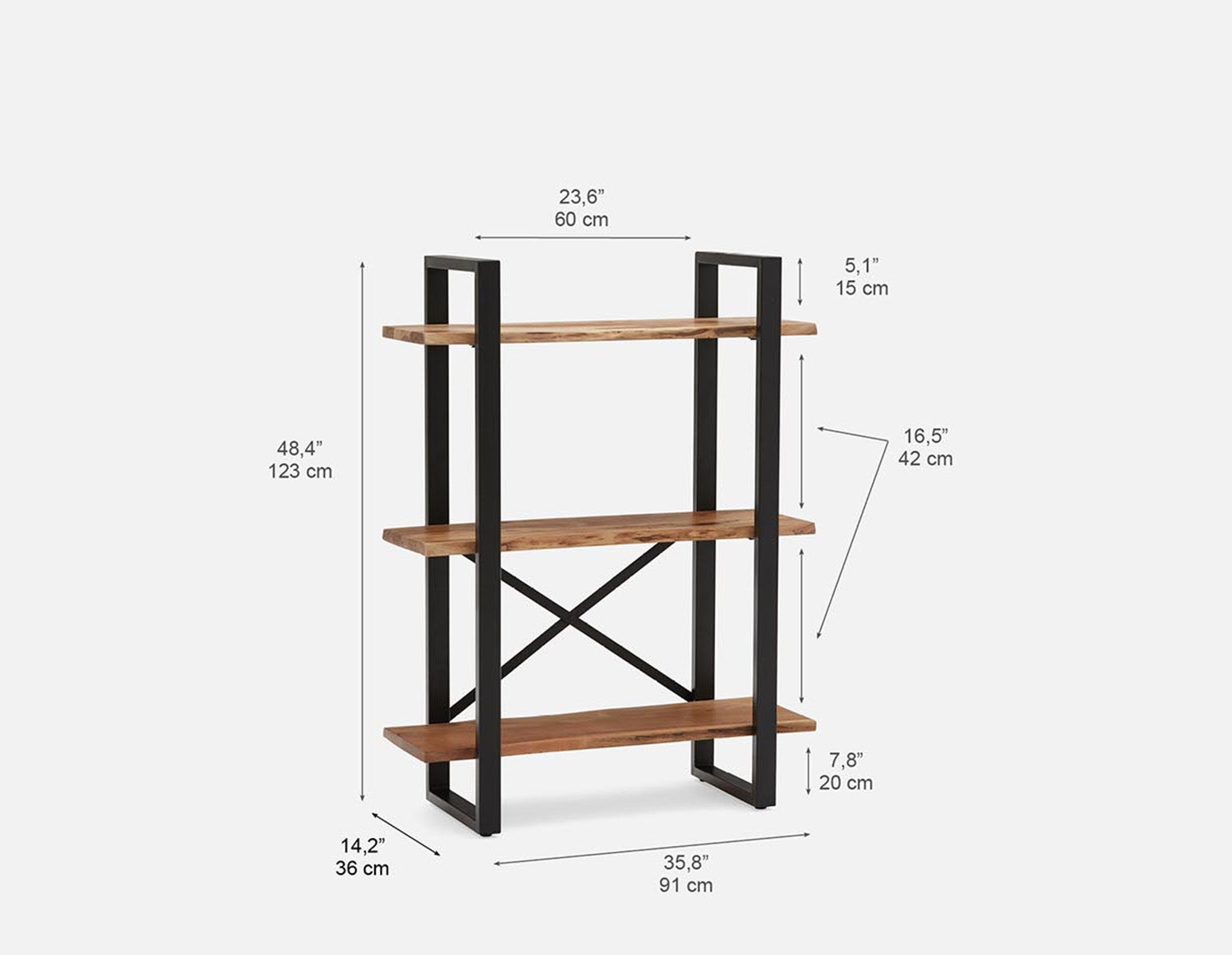 RENO étagère 3 tablettes en bois d'acacia undefined