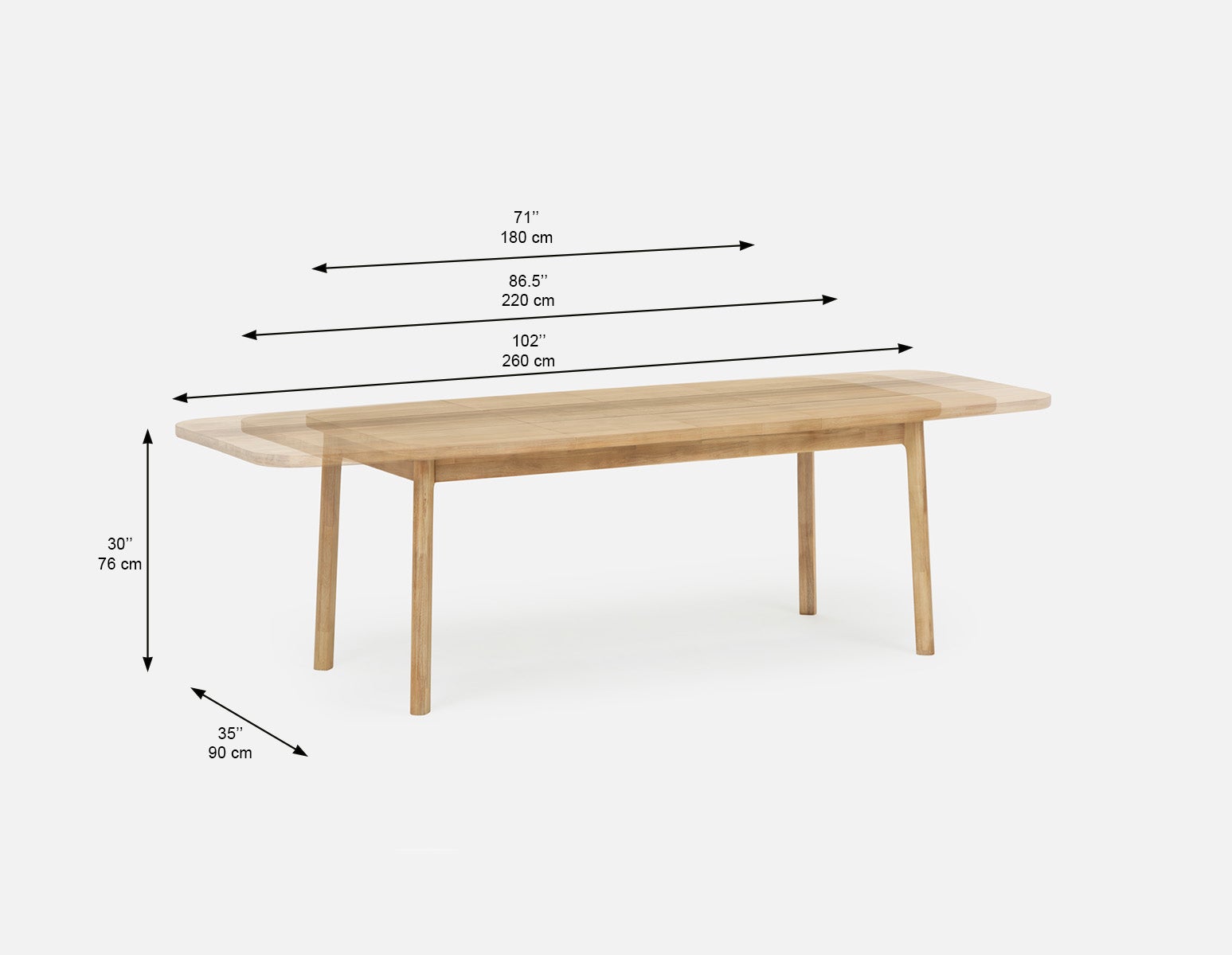 DALTON table à rallonges en bois d'acacia rustique180cm undefined