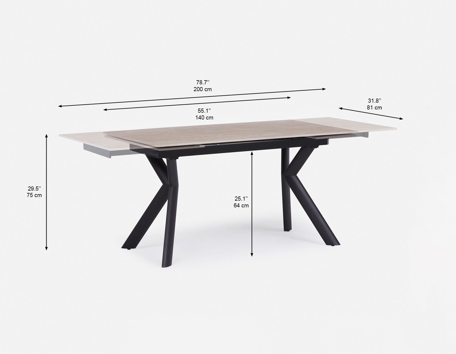 WILLMA table à rallonges moderne 140cm à 200cm undefined