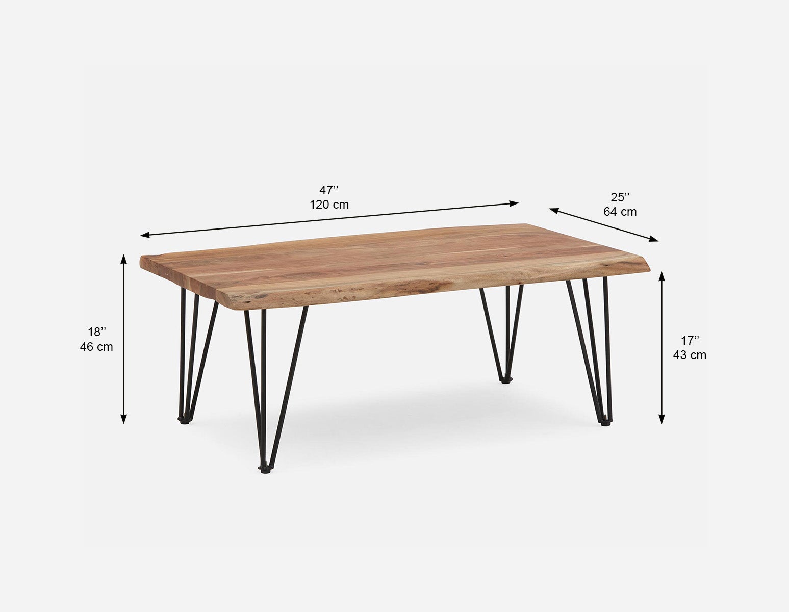 RENO table basse en bois d'acacia massif 120 cm undefined