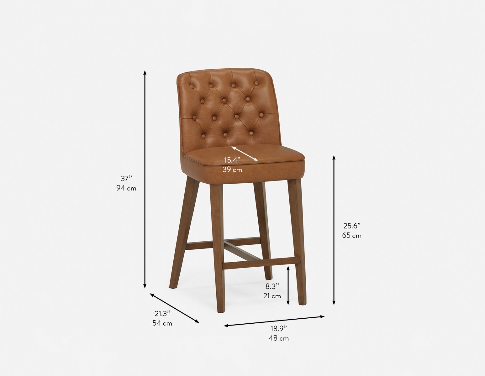 NELA tabouret de comptoir 66cm en 100% cuir undefined