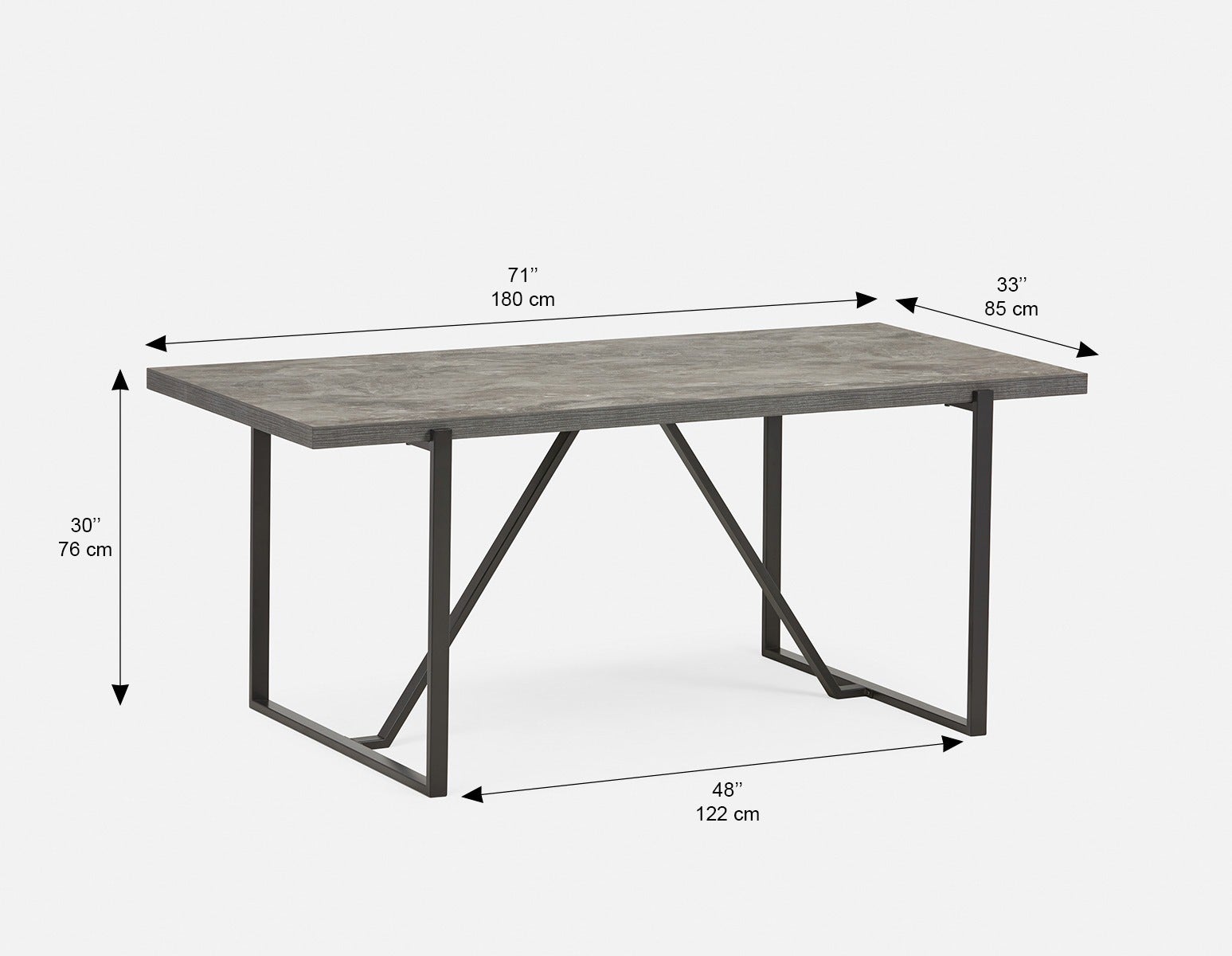 ARDA table à manger 180 cm plateau faux béton undefined