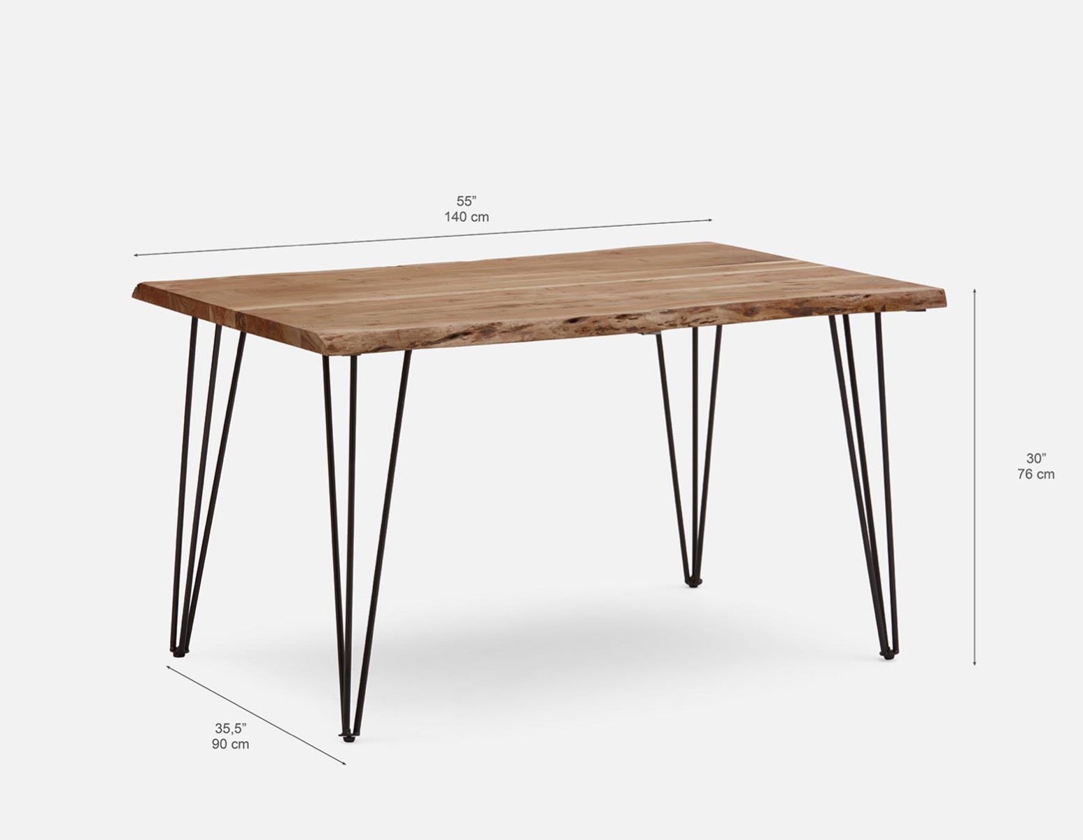 RENO table de salle à manger en bois d'acacia massif 140 cm undefined